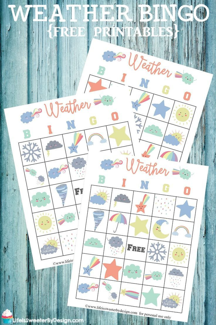 Free Printable Bingo Cards That Are Weather Focused! These Weather throughout Weather Bingo Free Printable