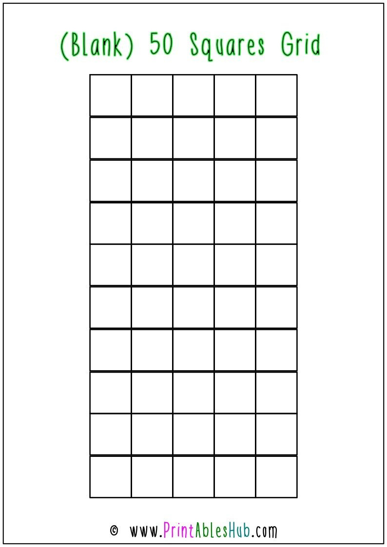 Free Printable Blank 50, 100, &amp;amp; 200 Squares Grid Templates [Pdf within 50 Square Grid Free Printable