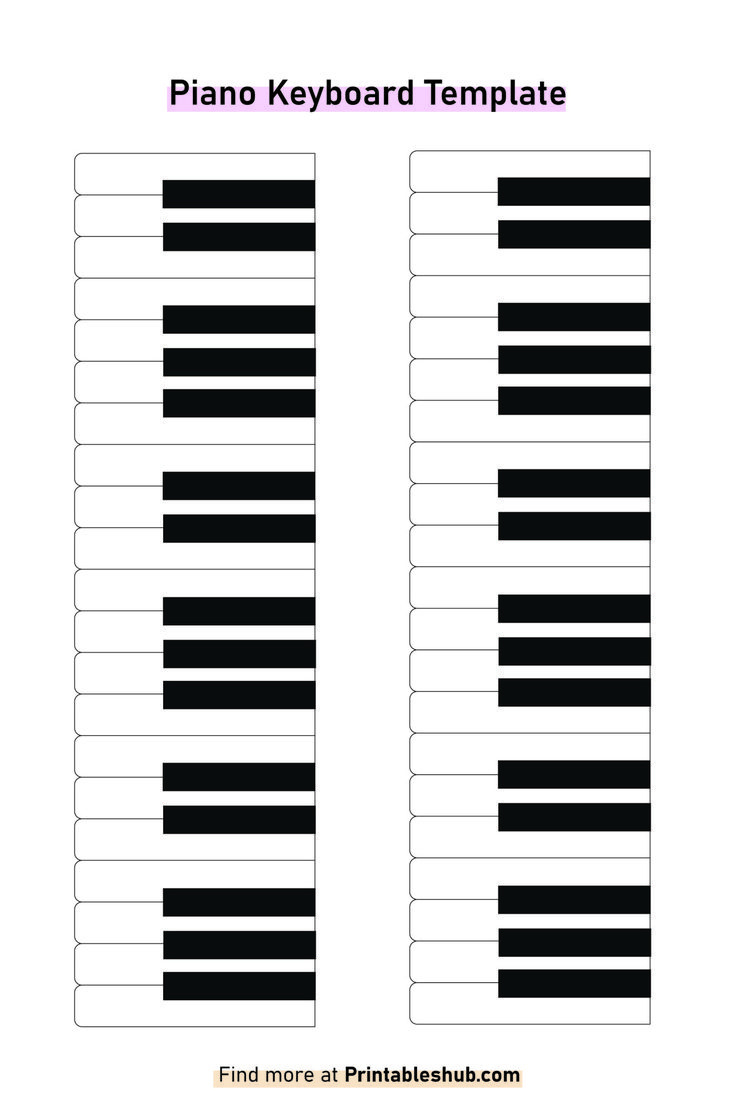 Free Printable Blank Piano Keyboard Templates [Pdf Included regarding Free Printable Keyboard Template