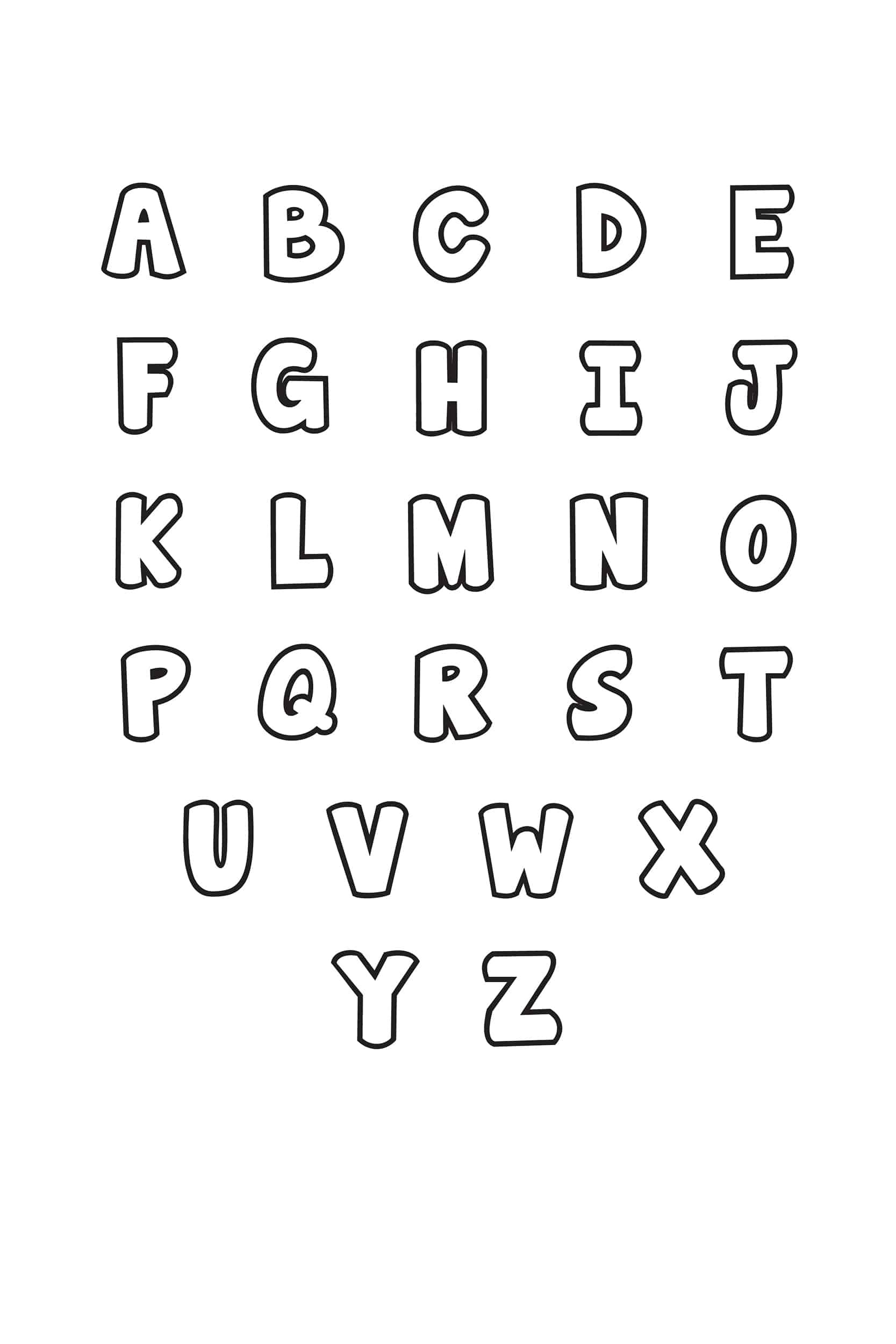 Free Printable Bubble Letter Alphabet Stencils in Free Printable Bubble Alphabet Letters