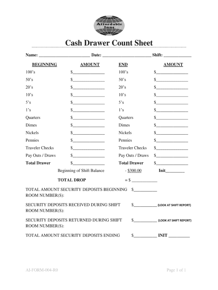 Free Printable Daily Cash Register Closing Sheet