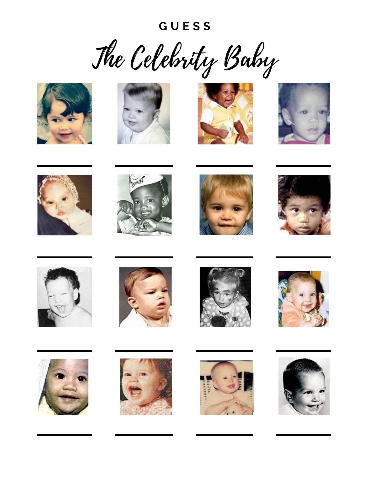 Free Printable Celebrity Baby Photo Quiz Printable Celebrity Baby throughout Free Printable Picture Quiz