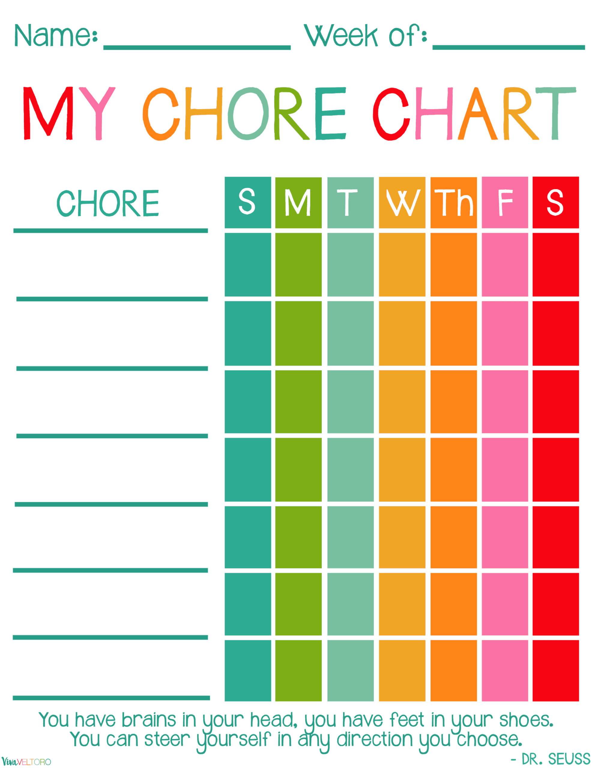 Free Printable Chore Charts For Kids! - Viva Veltoro pertaining to Free Printable Chore List For Teenager
