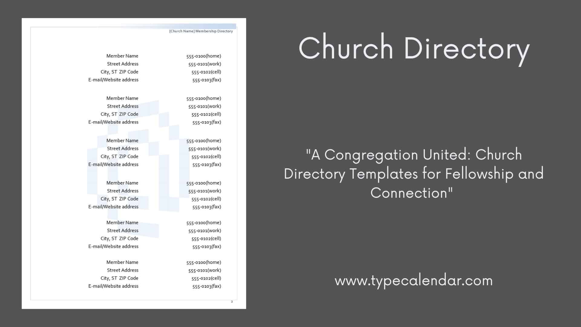 Free Printable Church Directory Templates [Excel, Word] Editable within Free Church Directory Template For Word