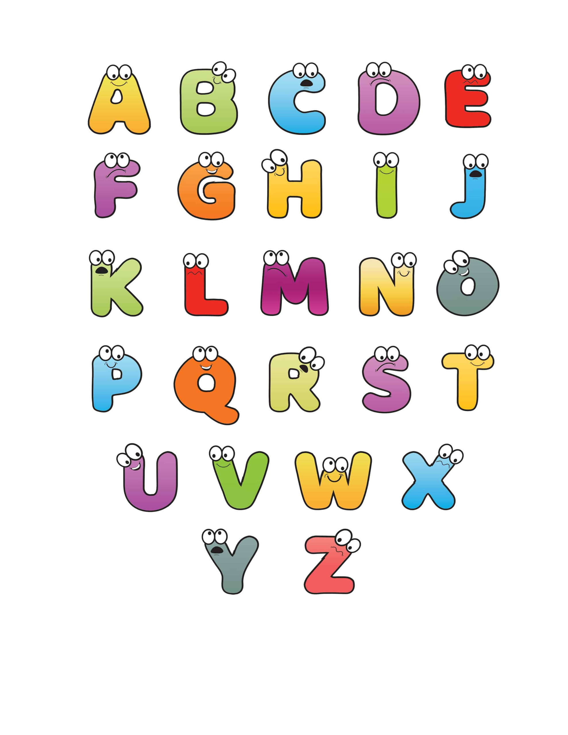 Free Printable Colorful Cartoon Letters Alphabet with Free Printable Colored Letters