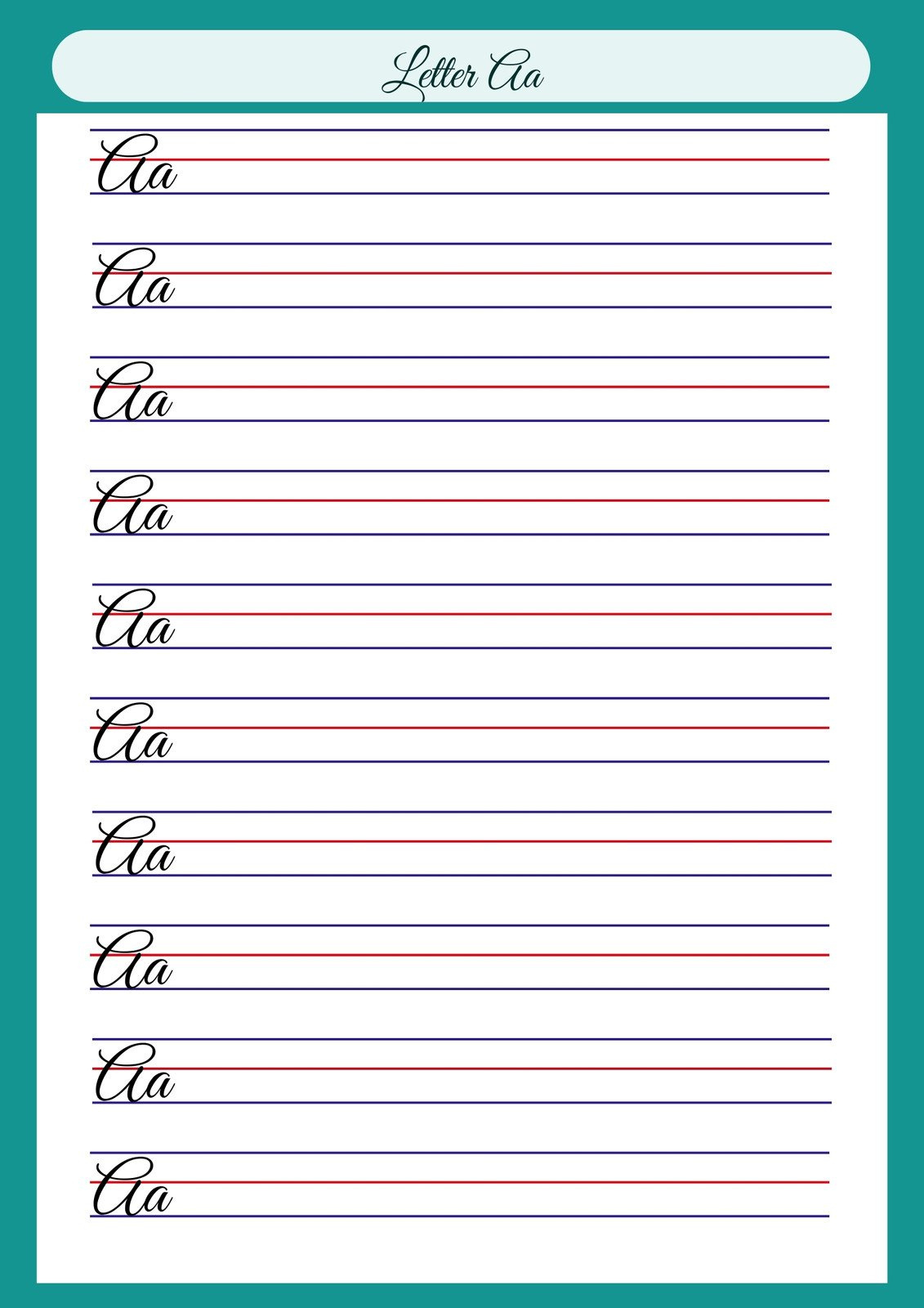 Free Printable Cursive Writing Worksheet Templates | Canva pertaining to Free Printable Cursive Name Worksheets