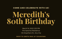 Free, Printable Custom 80Th Birthday Invitation Templates | Canva in Free Printable 80th Birthday Banners
