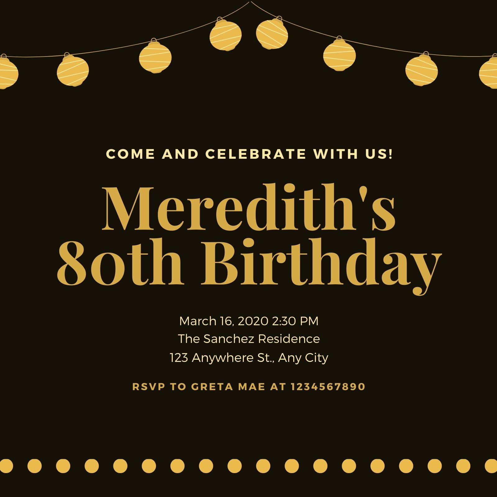 Free, Printable Custom 80Th Birthday Invitation Templates | Canva in Free Printable 80th Birthday Banners