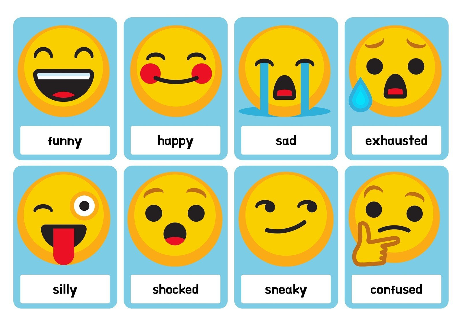 Free Printable Custom Emotions Flashcard Templates | Canva in Free Emoji Feelings Printable