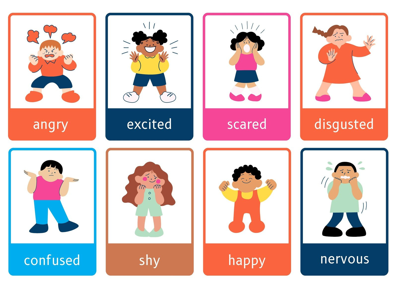 Free Printable Custom Emotions Flashcard Templates | Canva inside Free Printable Emotion Cards For Autism