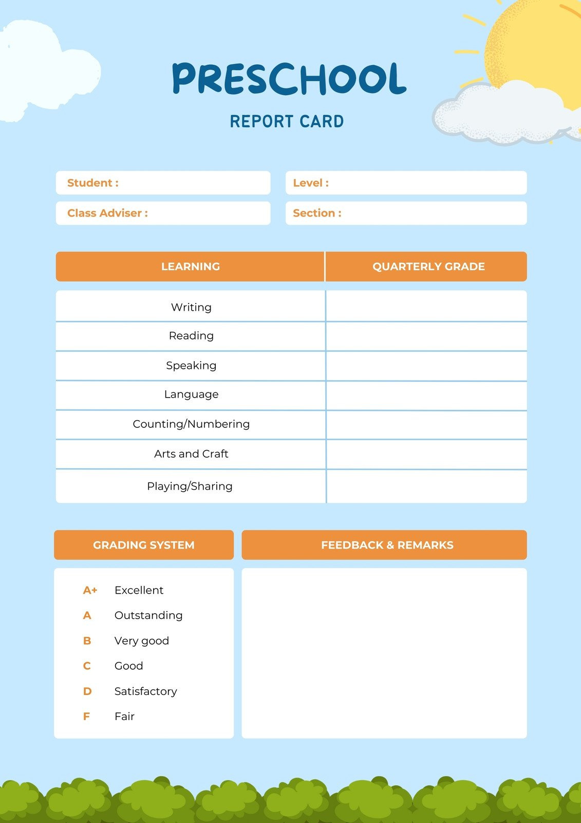 Free, Printable, Customizable Report Card Templates | Canva inside Free Printable Kindergarten Report Card Template