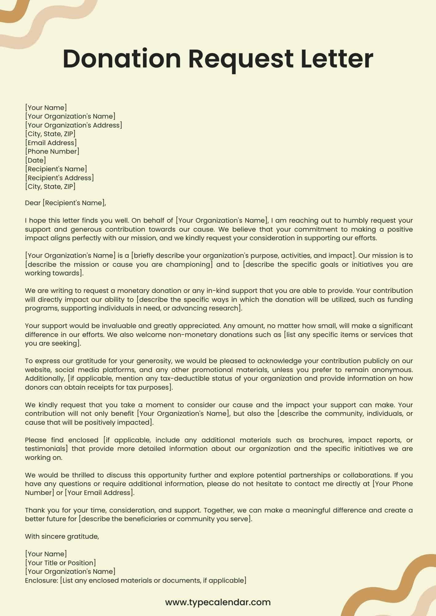 Free Printable Donation Request Letter [Word, Excel, Pdf throughout Free Printable Donation Letters