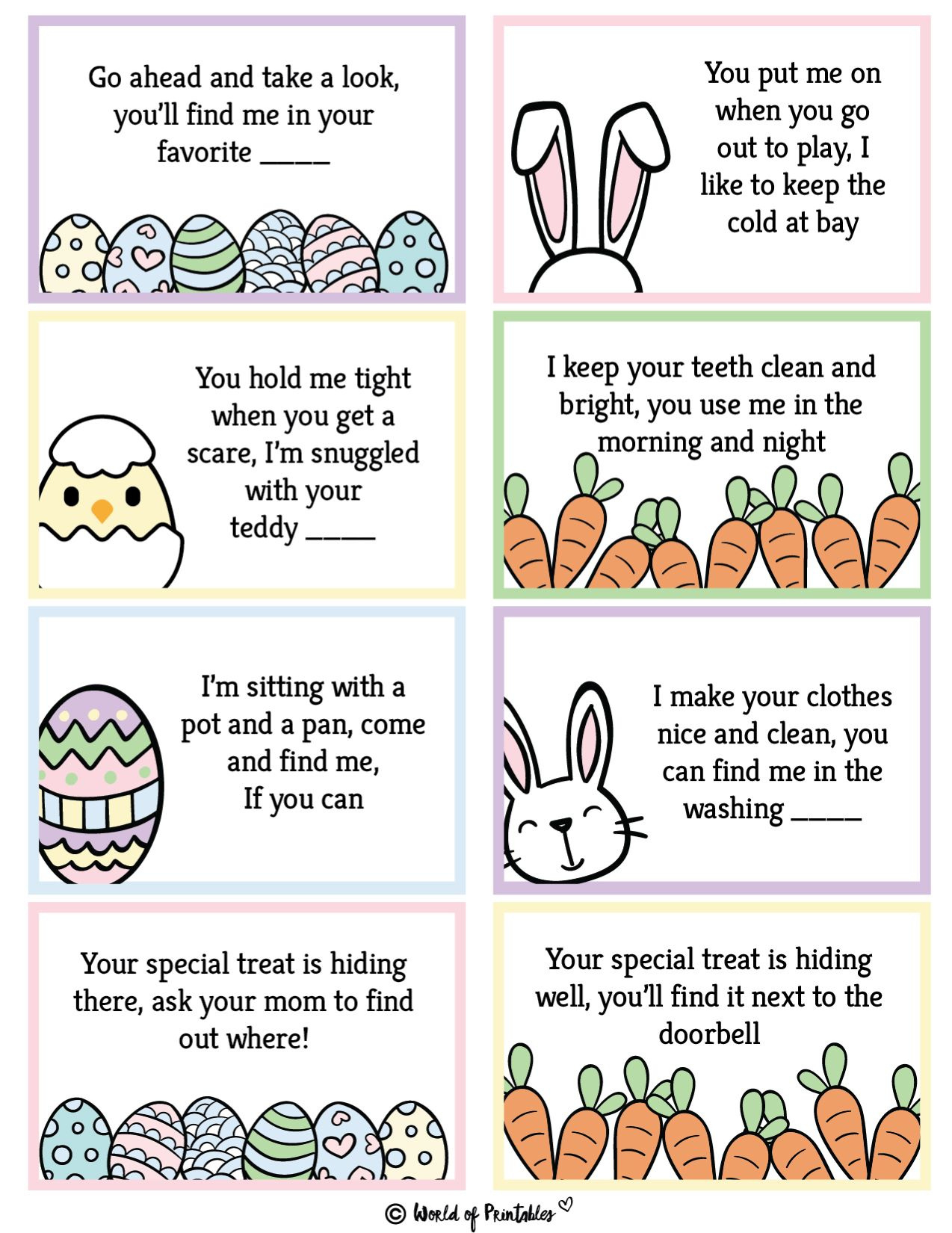 Free Printable Easter Egg Hunt Clues - World Of Printables throughout Free Printable Easter Riddles 2025