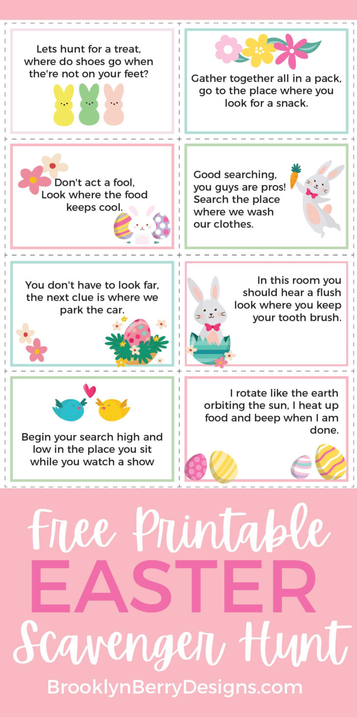 Free Printable Easter Basket Scavenger Hunt Clues