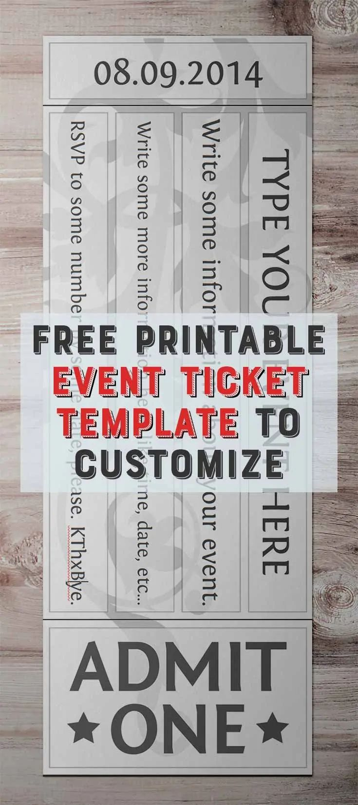 Free Printable Event Ticket Template To Customize pertaining to Admit One Ticket Printable Free