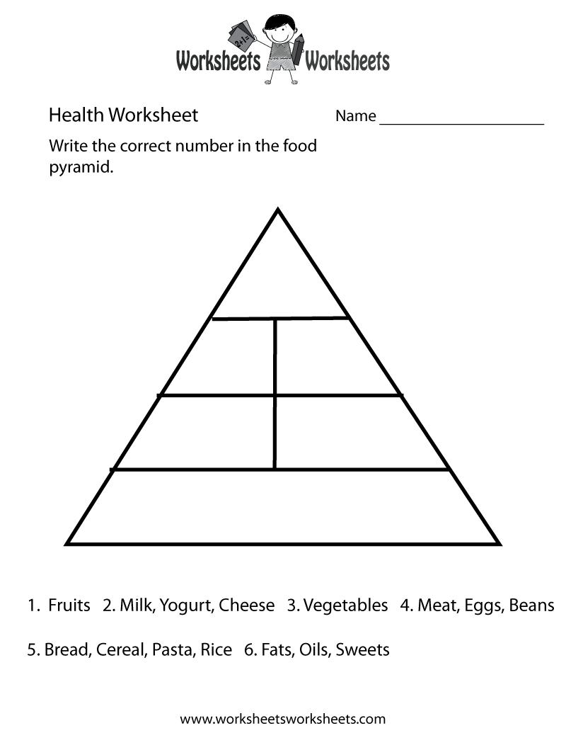 Free Printable Food Pyramid Health Worksheet pertaining to Free Printable Food Pyramid Worksheets