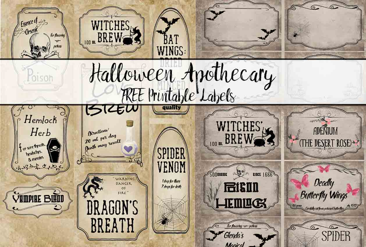 Free Printable Halloween Apothecary Labels: 16 Designs Plus Blanks! for Free Printable Apothecary Labels