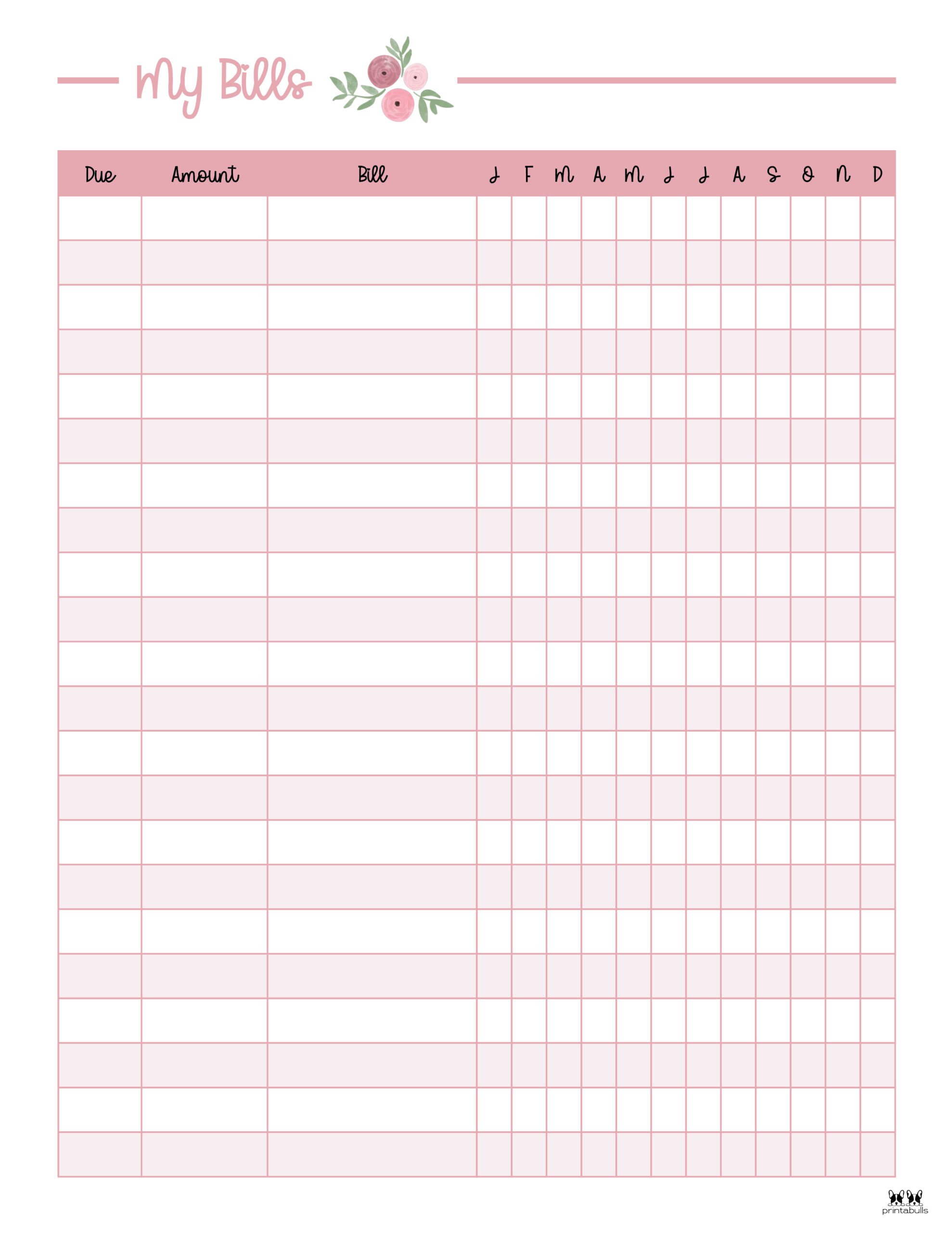 Free Printable Monthly Bill Organizer - Printable Party Favors throughout Free Bill Printables