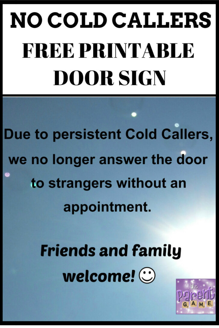 Free Printable No Cold Callers Sign