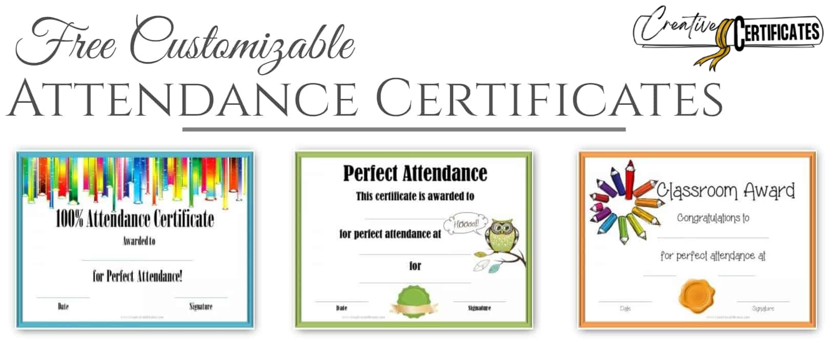 Free Printable Perfect Attendance Certificate Templates | Customizable within Free Printable Perfect Attendance Certificates
