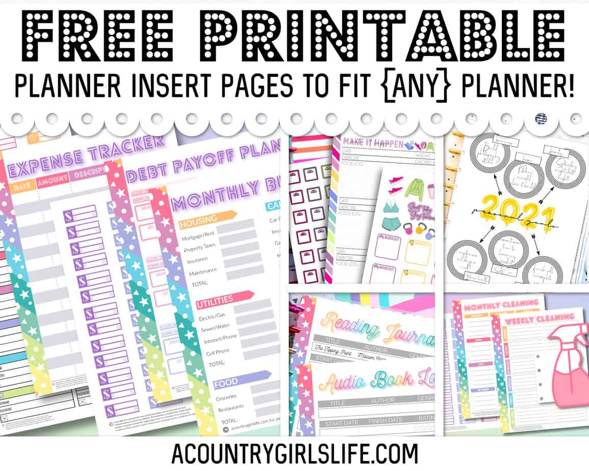 Free Printable Planner Inserts For {Any} Size Planner! - A Country for Free Printable A5 Planner Pages