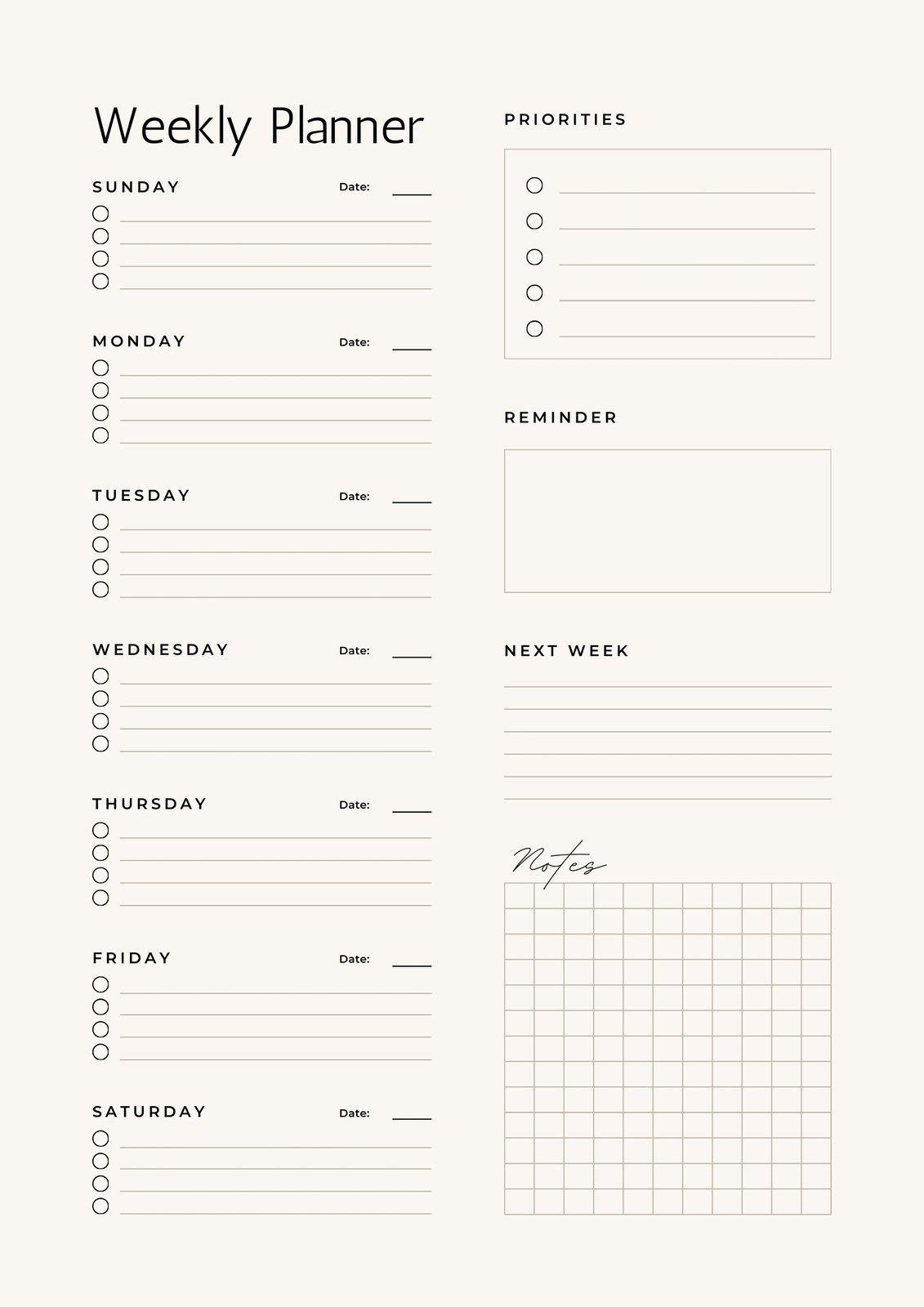 Free, Printable Planner Templates To Customize | Canva regarding Free Printable A5 Planner Pages