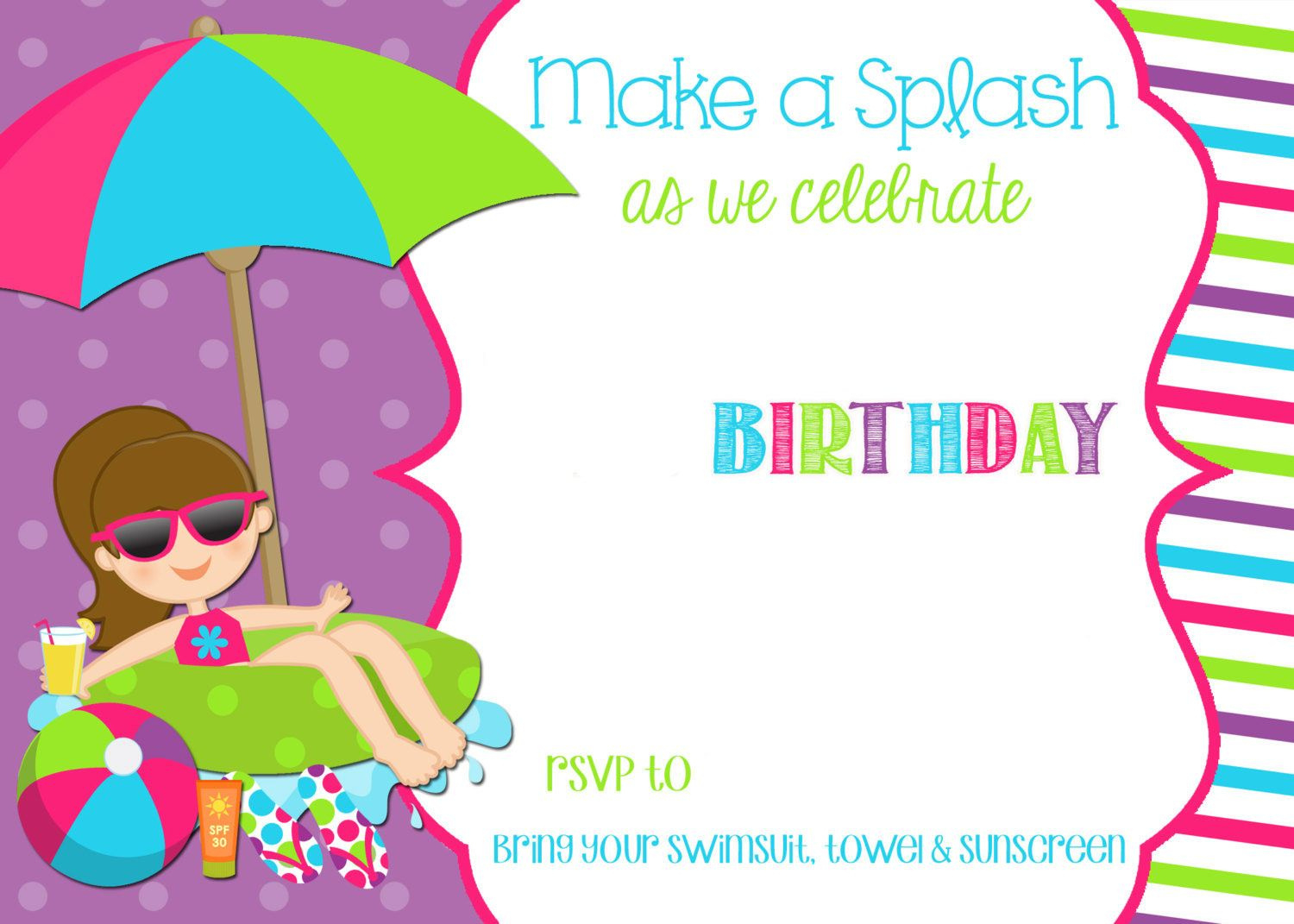 Free Printable Pool Party Birthday Invitation pertaining to Free Printable Swimming Pool Birthday Party Invitations