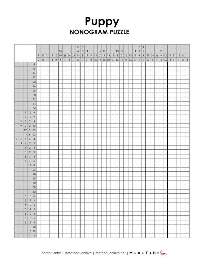 Free Printable Puppy Nonogram Puzzle (Pdf) with regard to Free Printable Nonograms