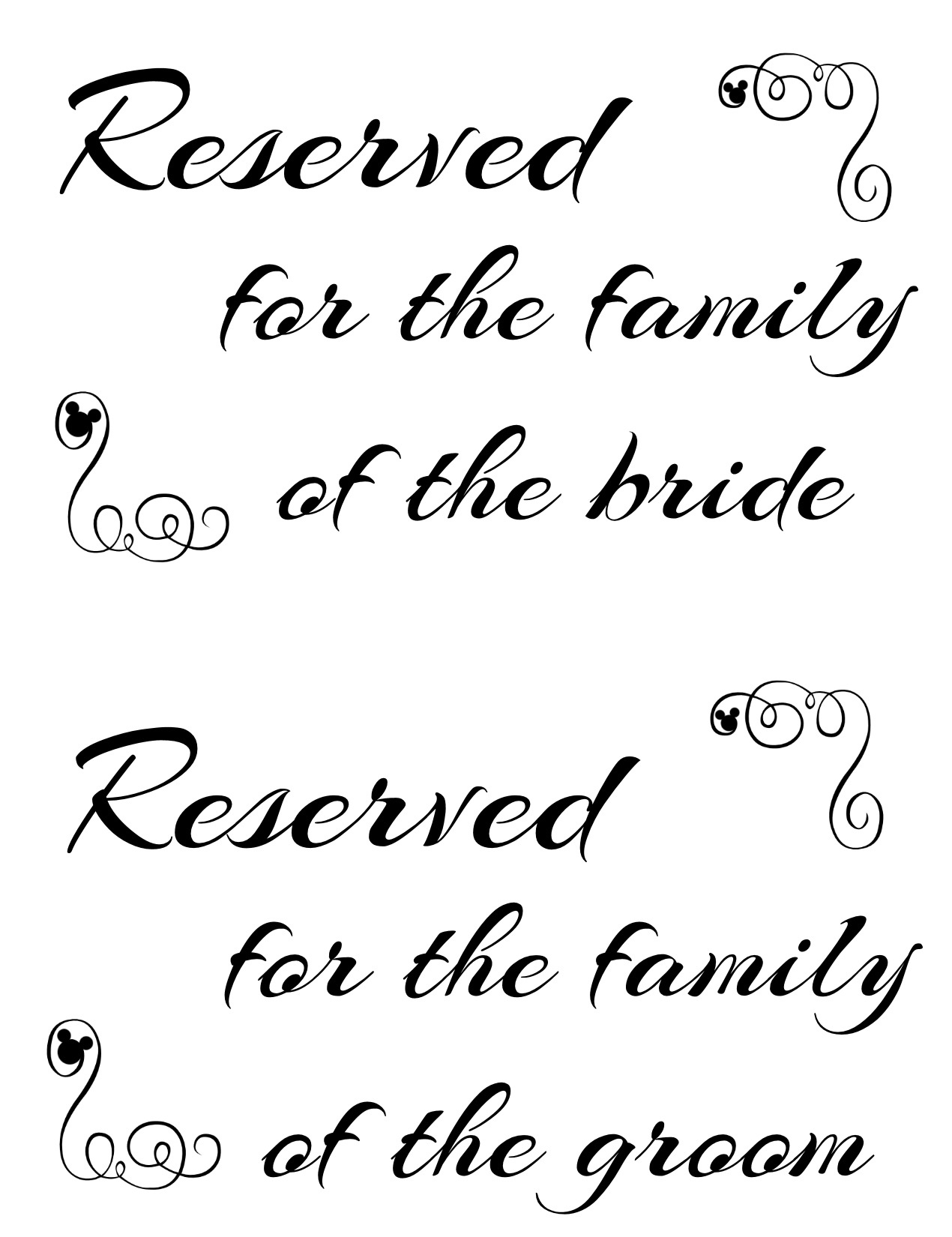 Free Printable Reserved Seating Signs For Your Wedding Ceremony inside Free Printable Reserved Table Signs Template