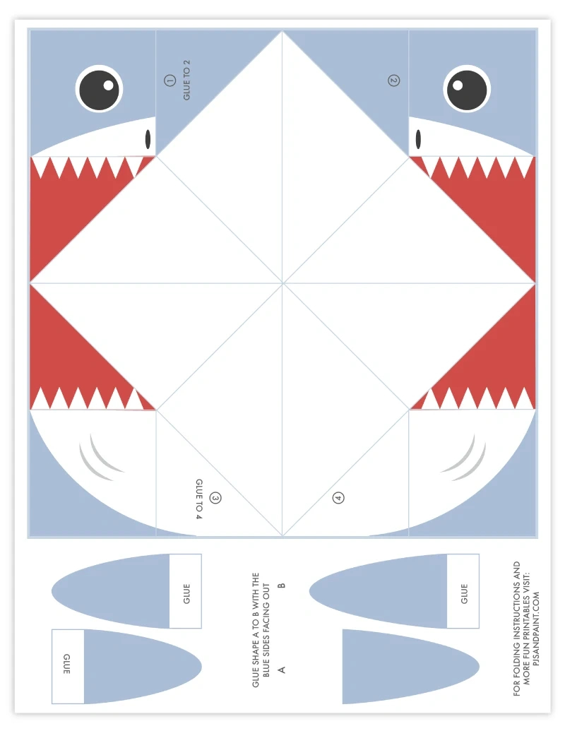 Free Printable Shark Cootie Catcher - Pjs And Paint pertaining to Cootie Catcher Free Printable