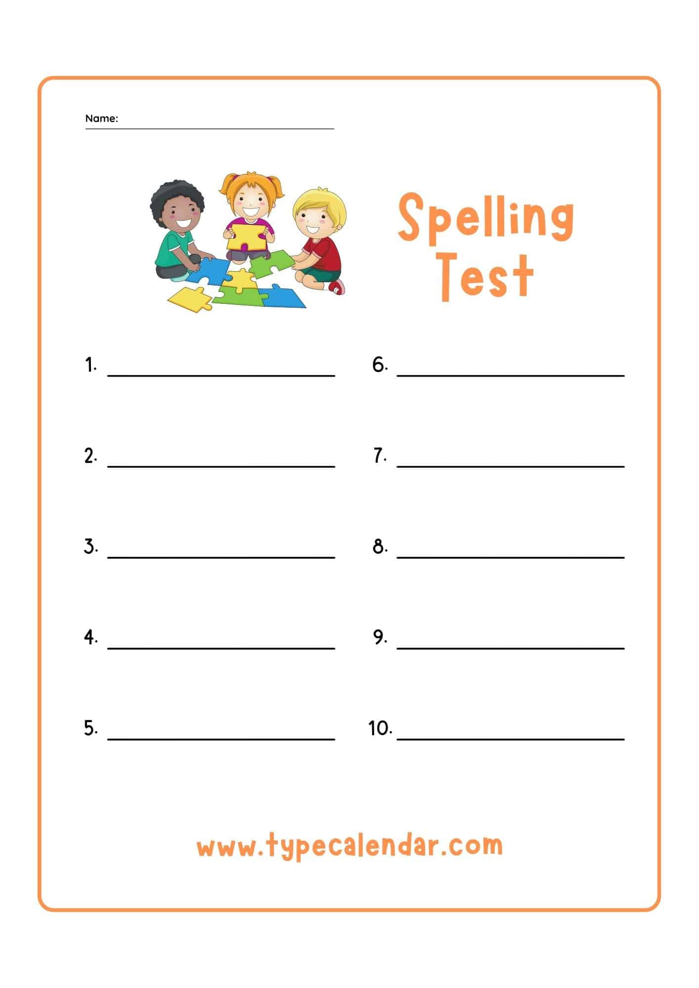 Free Printable Spelling Test Templates [Pdf] 10, 15, 20, 25 Words with Dictation Templates Free