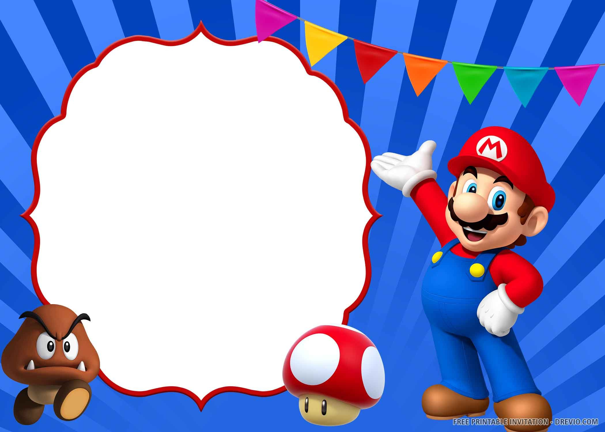 Free Printable) – Super Mario Birthday Invitation Templates inside Free Mario Birthday Invitation Template