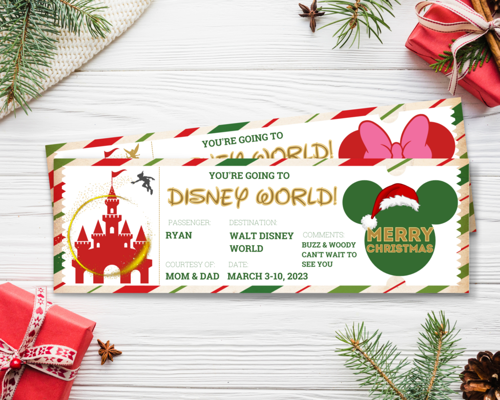 Free Printable Surprise Christmas Disney Tickets For Your Family within Free Printable Disney Tickets