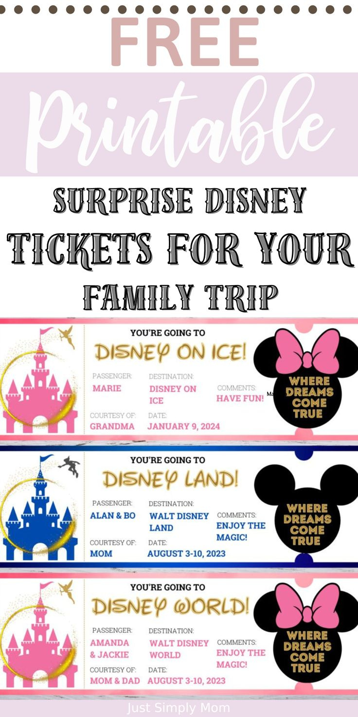 Free Printable Surprise Disney Tickets for Free Disneyland Ticket Template