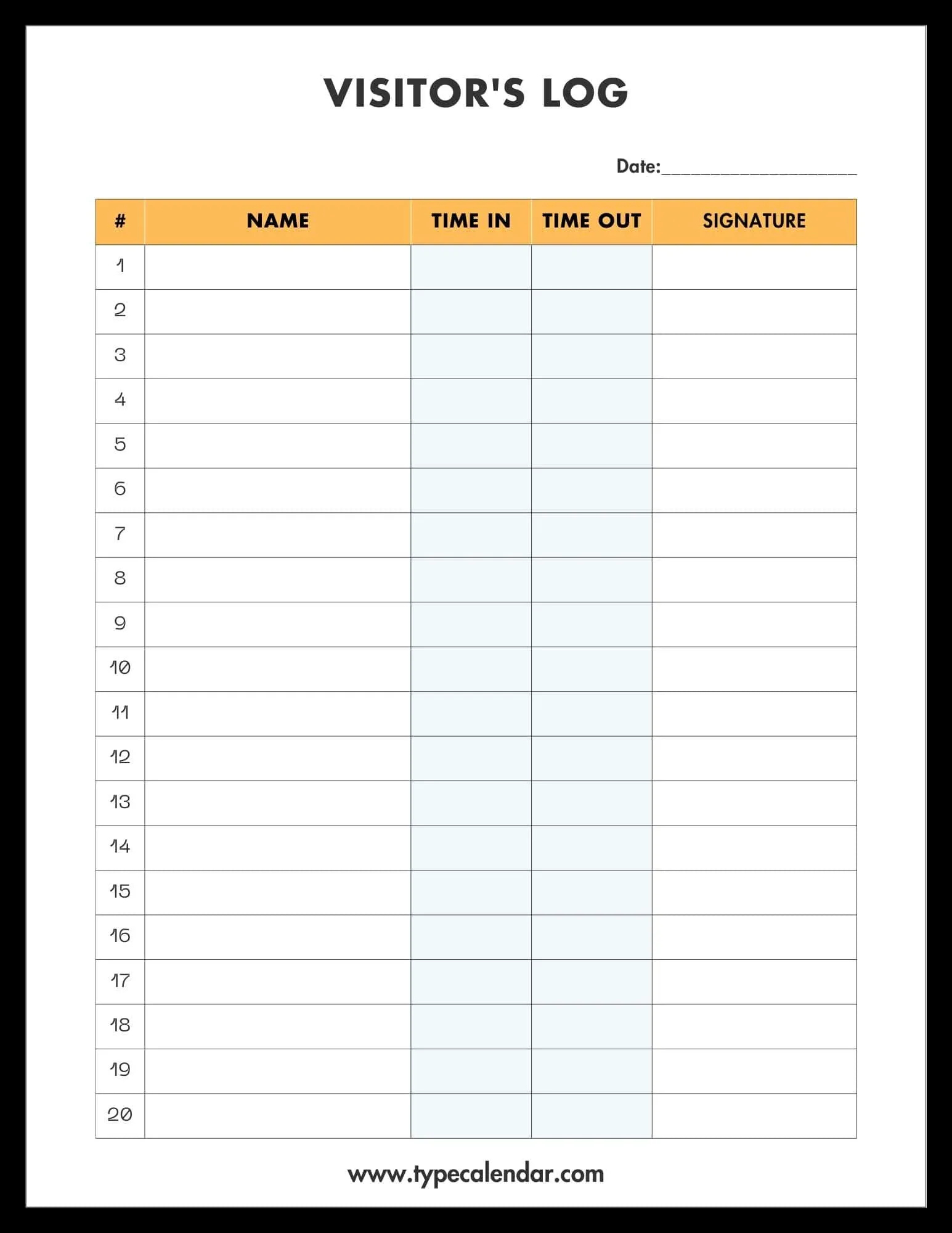 Free Printable Visitor Log Templates [Pdf, Word, Excel] School, Office within Free Printable Visitor Log Sheets