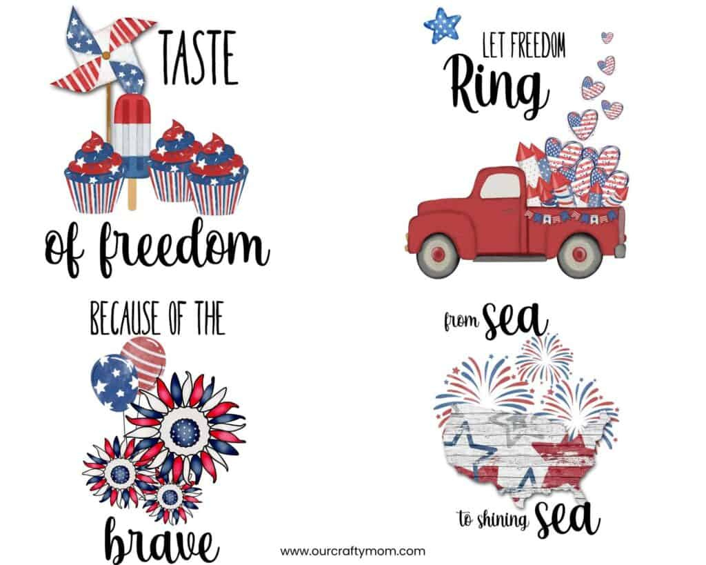 Free Printable Wall Art For 4Th Of July (Set Of 4 With Little Red with Free Printable 4th of July Clipart