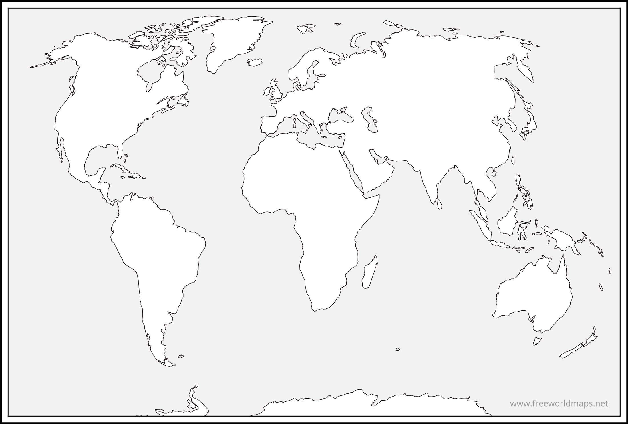 Free Printable World Maps throughout Free Printable World Map Black and White