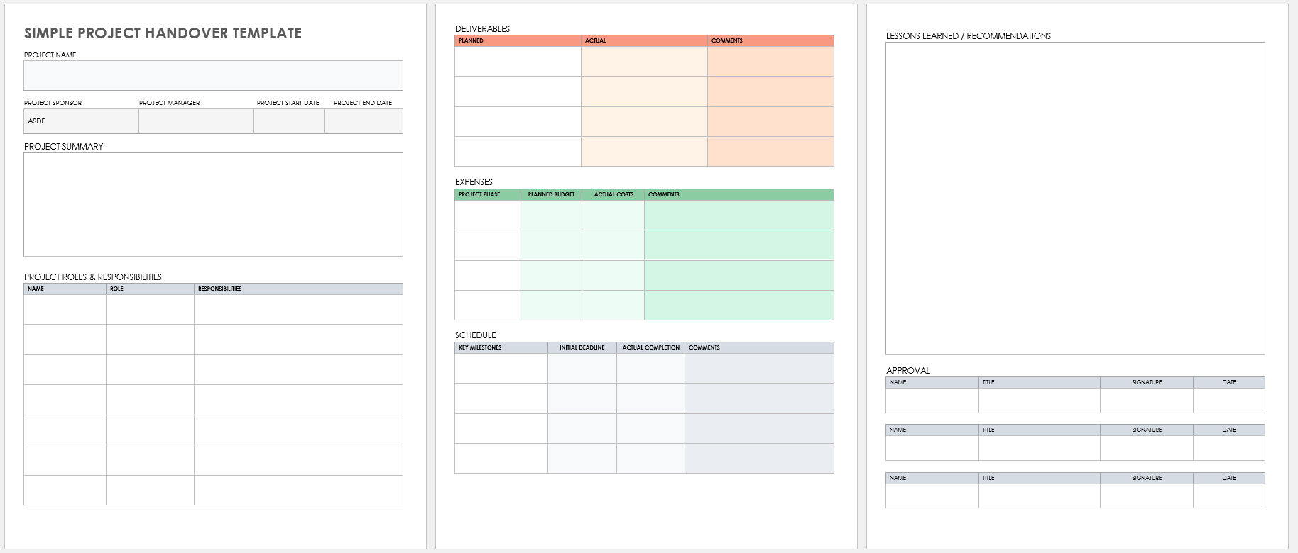 Free Project Handover Templates | Smartsheet with regard to Handover Document Template Free