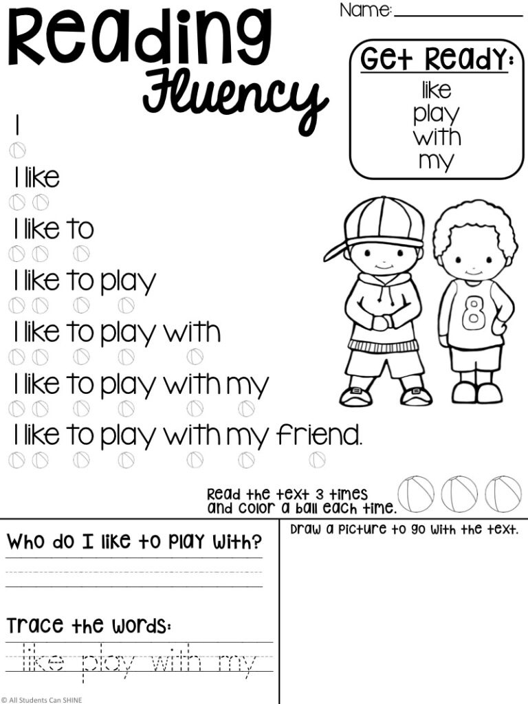 Free Reading Passages For Beginning Readers - All Students Can Shine throughout Free Fluency Printables