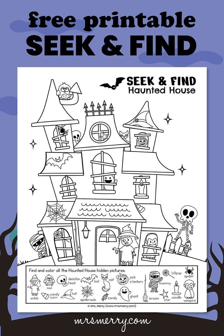 Free Seek &amp;amp; Find | Hidden Objects | Haunted House Printable | Mrs in Free Seek And Find Printables