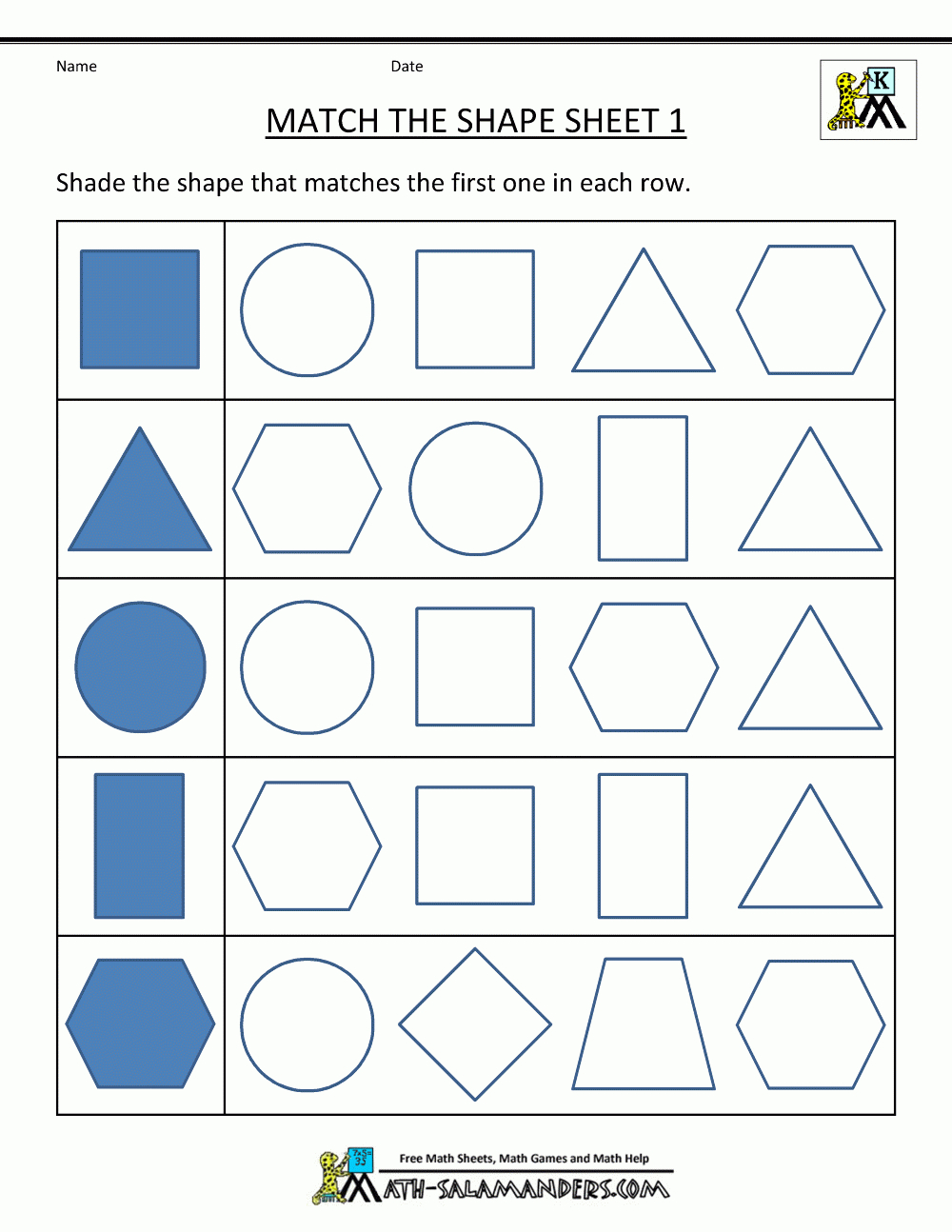 Free Shape Worksheets Kindergarten pertaining to Free Printable Shapes