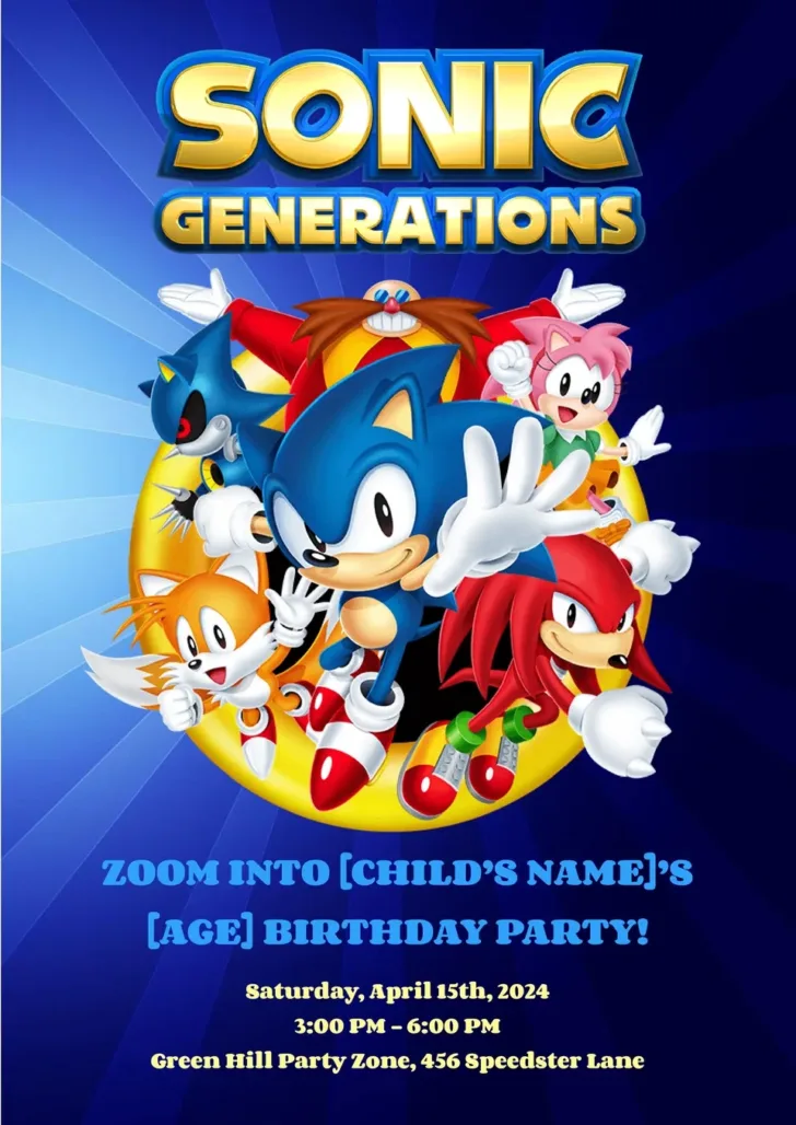 Free Printable Sonic the Hedgehog Party Invitations