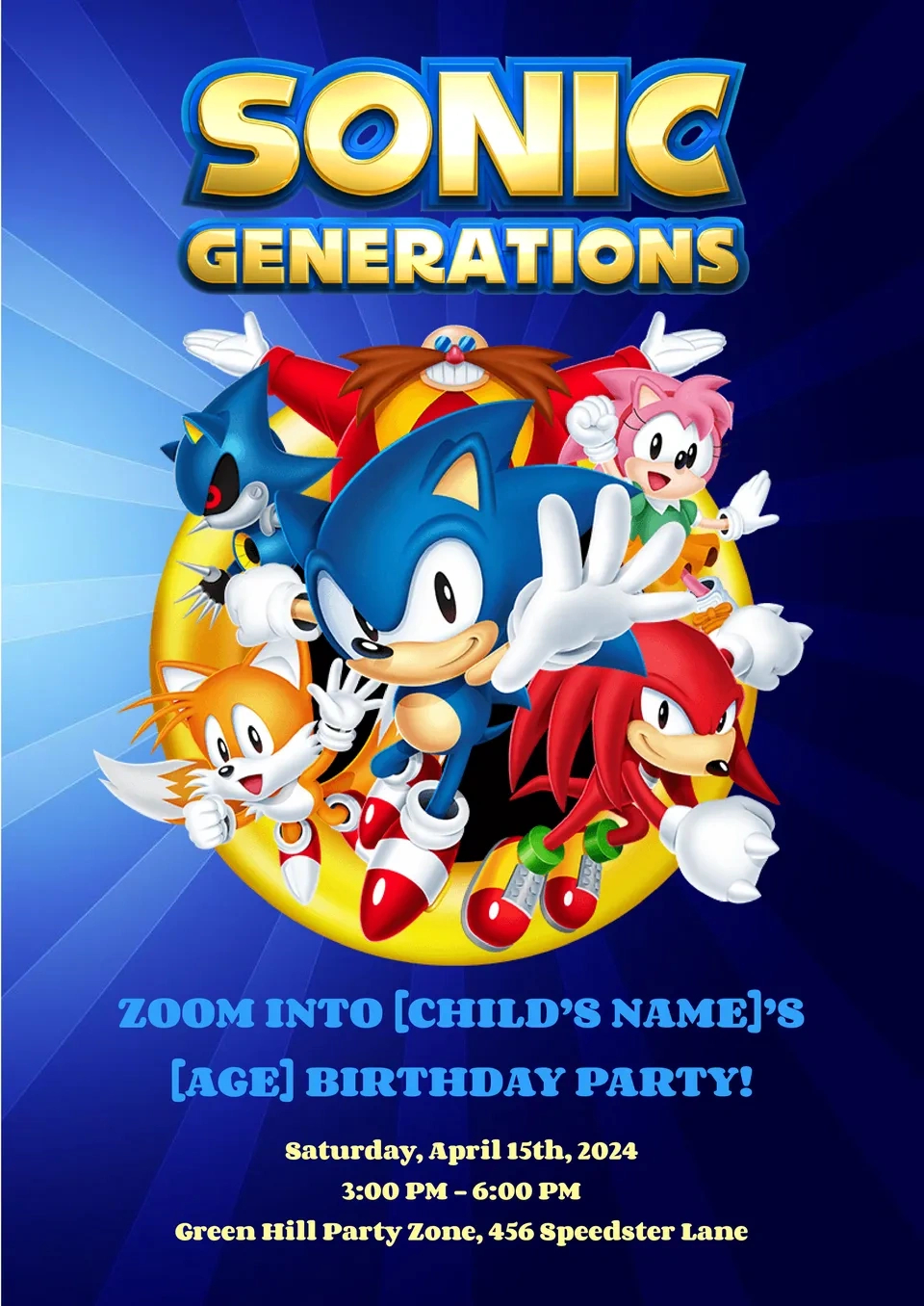 Free Sonic Birthday Invitation Template For Google Docs for Free Printable Sonic the Hedgehog Party Invitations