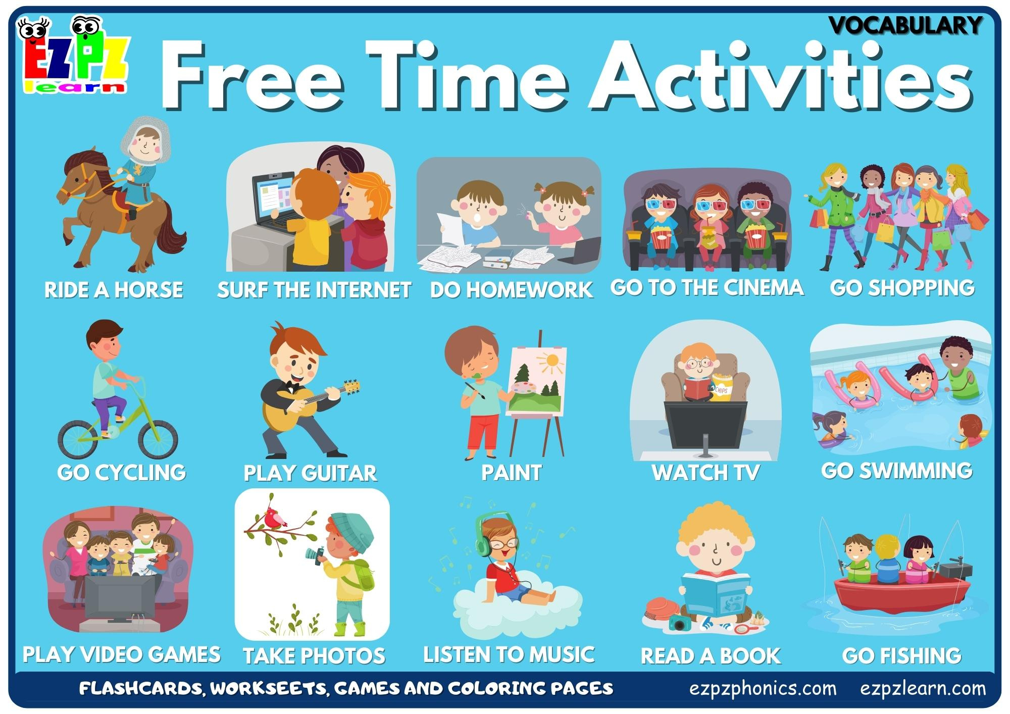Free Time Activities Vocabulary Picture Dictionary Join Now For within Free Printable Picture Dictionary