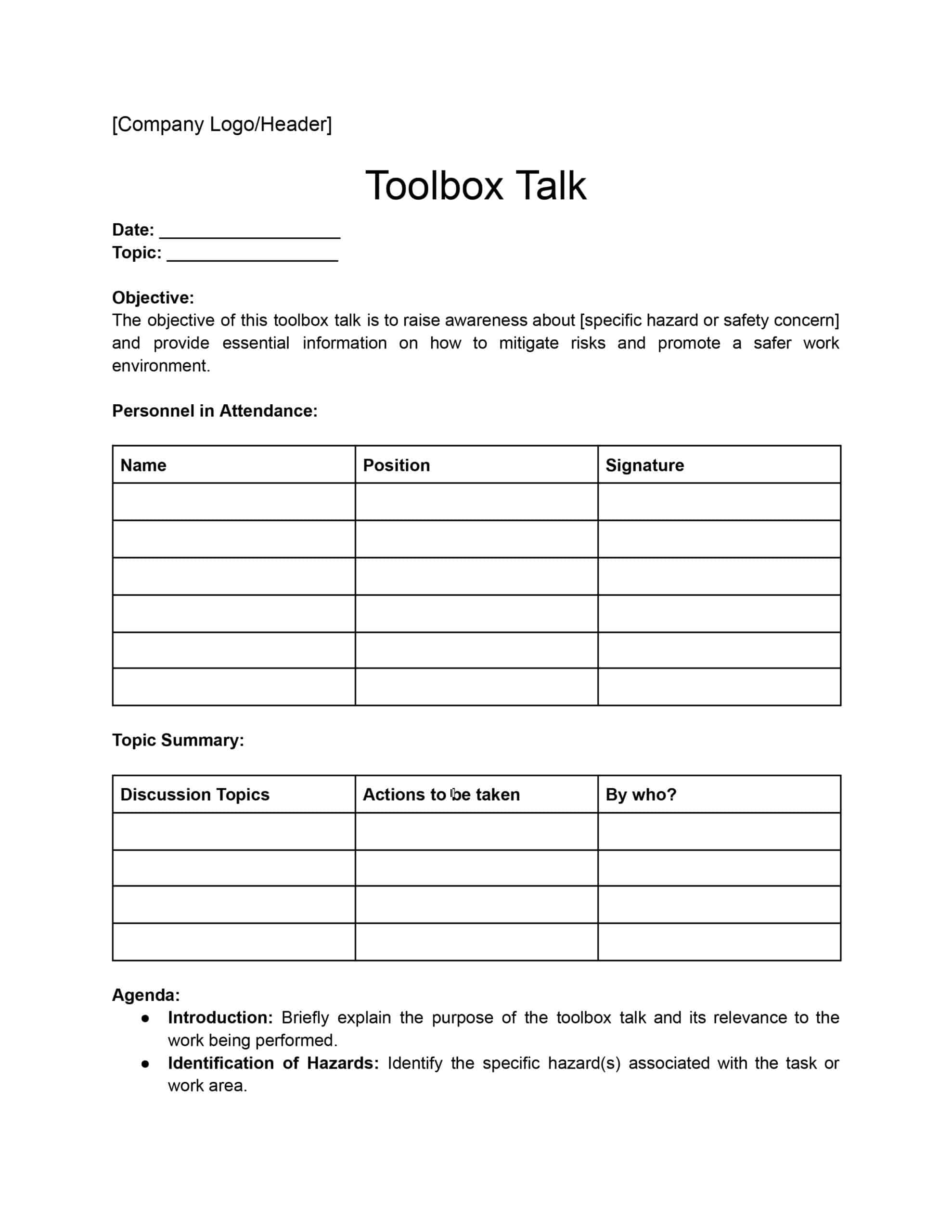 Free Toolbox Talk Templates: Download + Print In Pdf + Office + Gdocs! in Free Printable Osha Toolbox Talks