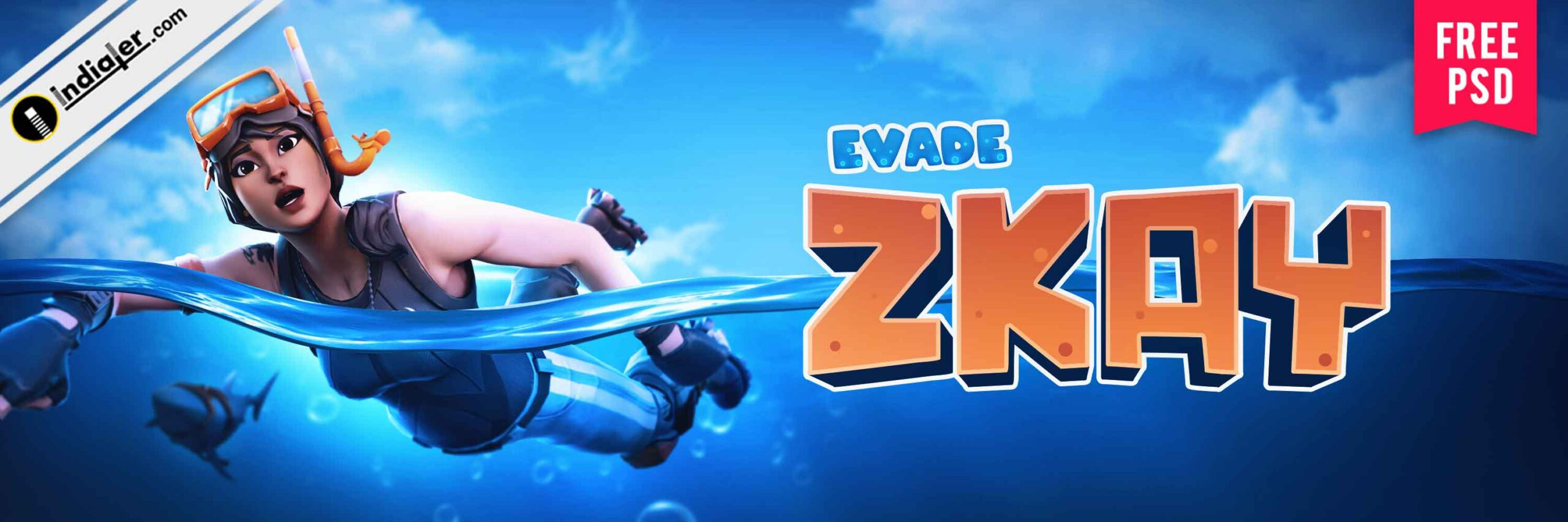 Free Underwater Fortnite Game Cover Banner Psd Template - Indiater with Free Fortnite Banner Template