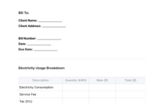 Free Utility Bill Template To Edit Online intended for Free Utility Bill Template