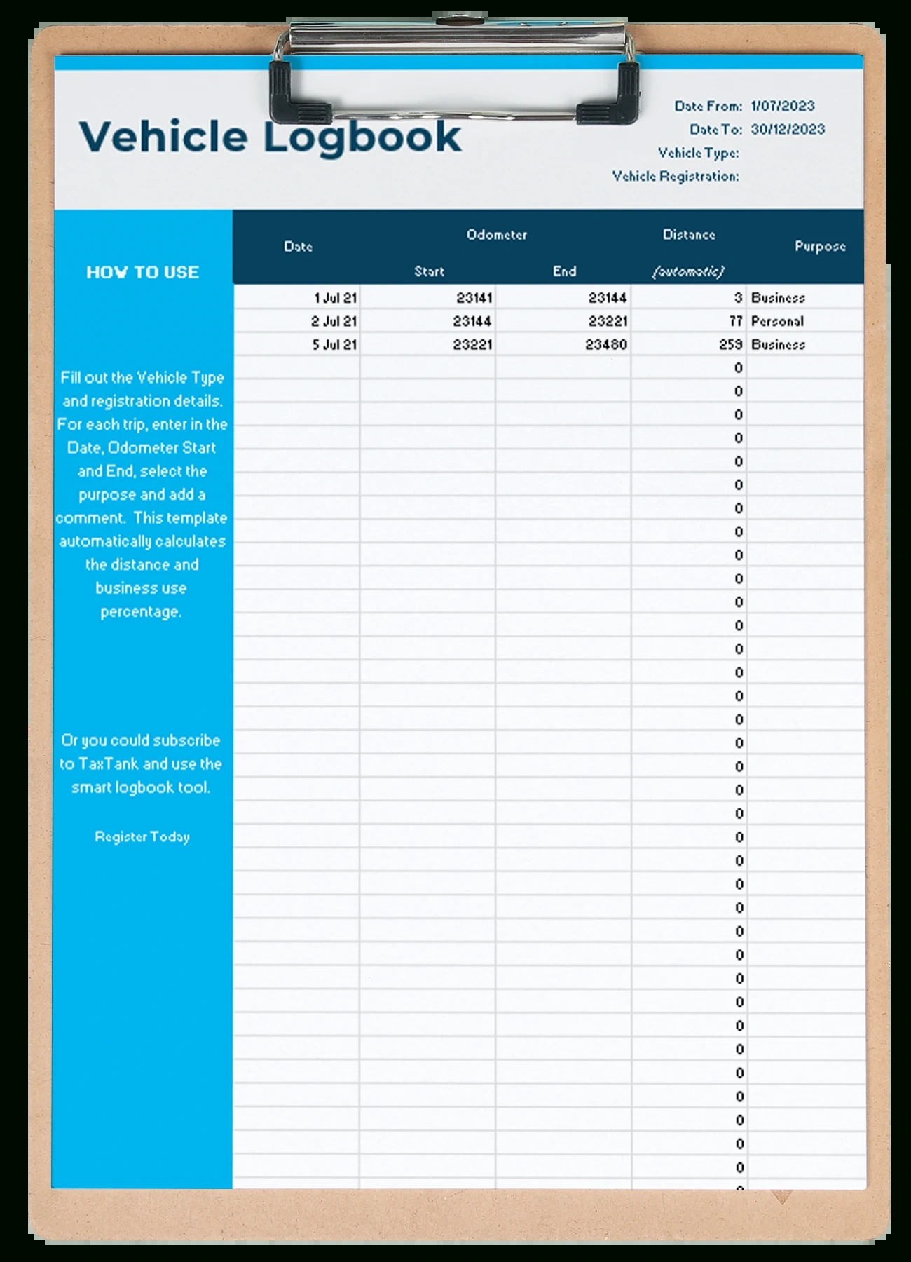 Free Vehicle Logbook For Compliant Tax Claims with regard to Free Vehicle Log Sheet Template