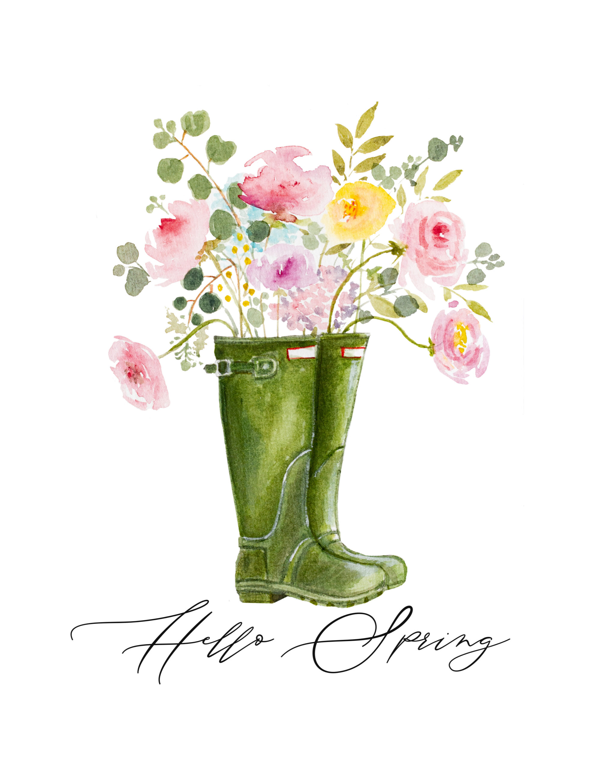 Free Watercolor Spring Printable regarding Free Printable Watercolor Pictures to Paint