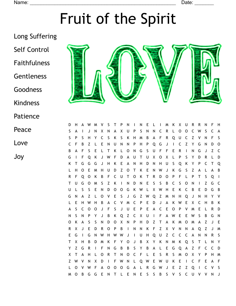 Fruit Of The Spirit Word Search - Wordmint for Free Printable Fruit Of The Spirit Word Search